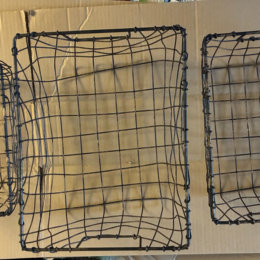Black Wire Storage Baskets Set